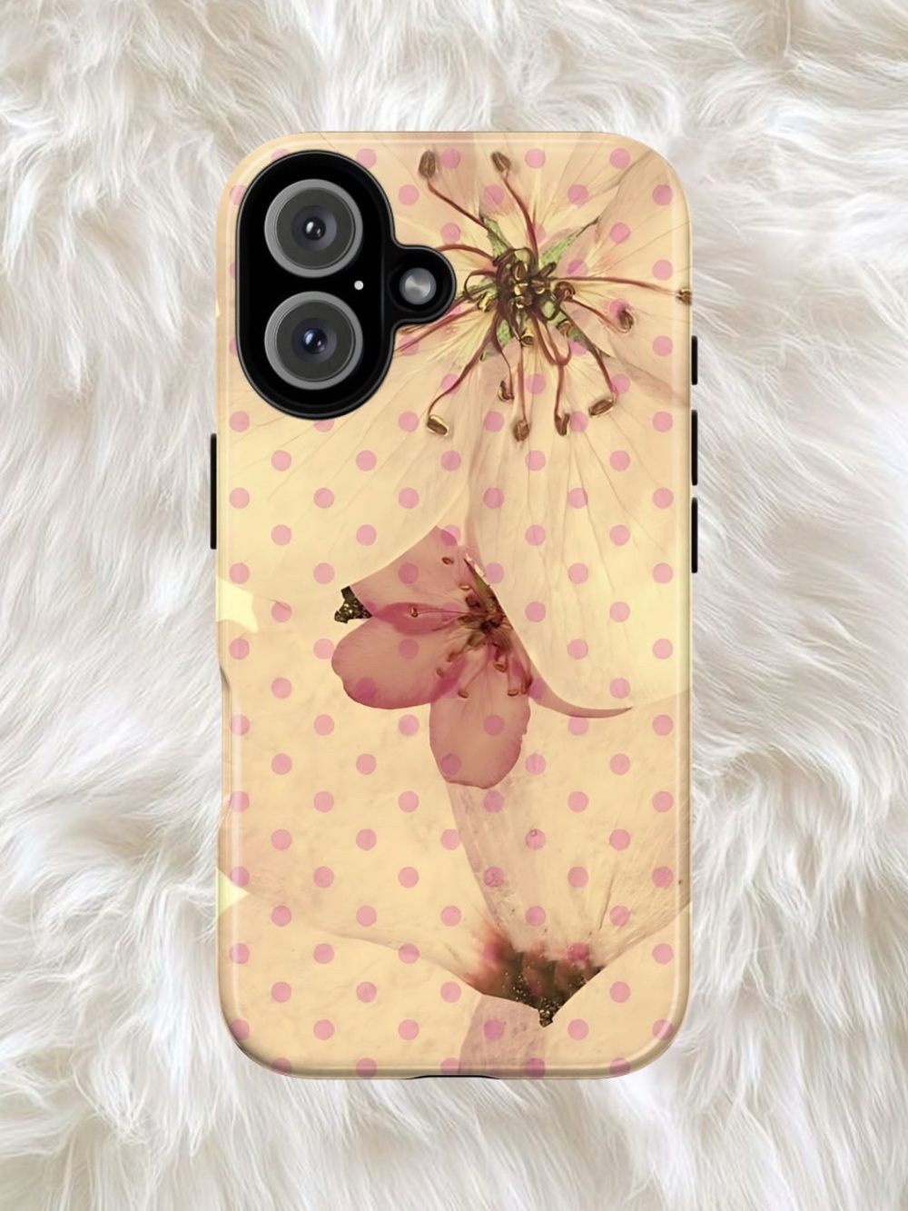 Floral Pink Polka Dot Protective Phone Case